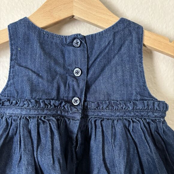 Baby Gap Dress Girl 3 - 6 months Dark Blue chambray sleeveless button pullover - Picture 6 of 7
